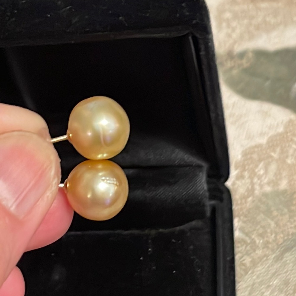 Genuine South Sea Pearl Golden in 18k yellow gold 10mm W/Certificate - Picture 4 of 11